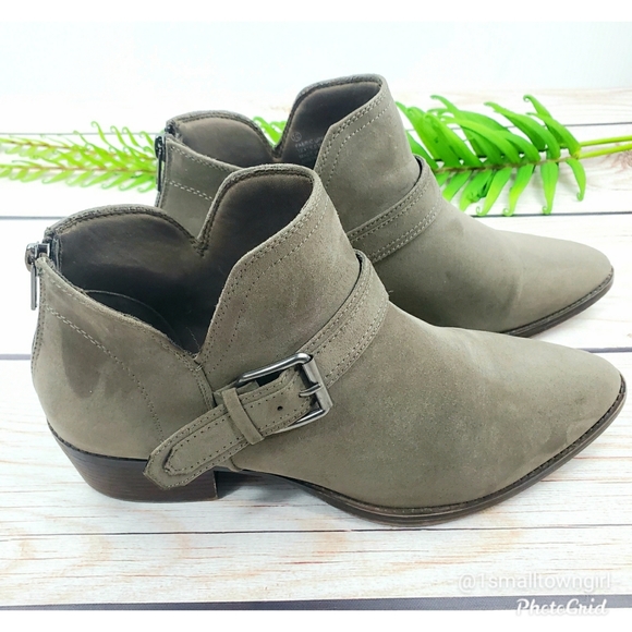 David Aaron Austin stack heel booties 10 beige - Picture 2 of 12